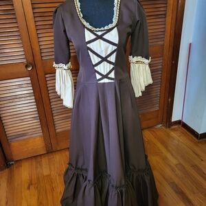 Halloween Dress Long Sleeve Brown and Cream Dress